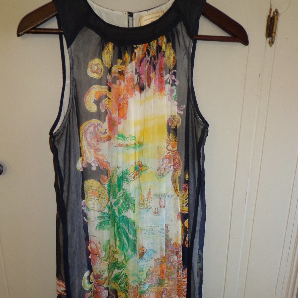 Anthropologie MOULINETTE SOEURS Silk Screen Print Dress Lined 2